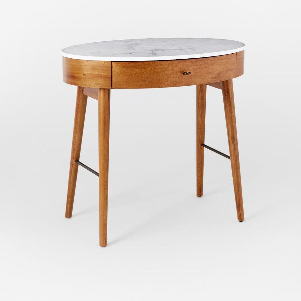 Penelope Mini Desk Acorn w/ Marble Top West Elm UK